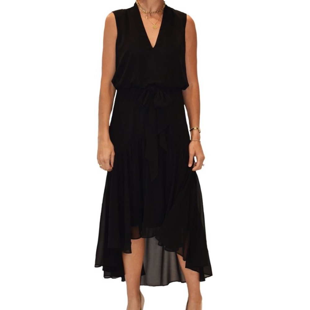 Just...Taylor High Low Midi Chiffon Dress with Bow